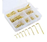 INCREWAY 170 ganci a vite in metallo placcato oro, 8 misure, viti autofilettanti, gancio quadrato, ganci a L, gancio ad angolo retto per appendere piccoli oggetti