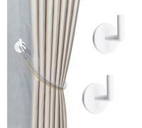 INCREWAY 2 fermatende autoadesivi da parete, non lasciano traccia, in metallo, ganci da parete, ganci per tende, per decorazione domestica, colore bianco