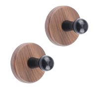 INCREWAY 2 ganci a ventosa, ganci decorativi senza trapano, in legno di noce naturale, per cappelli, asciugamani, vestiti, chiavi, ornamento