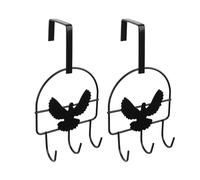 INCREWAY 2 ganci sopra la porta, ganci in ferro da porta, resistenti, da appendere, organizer da parete per appendere vestiti, cappelli, chiavi, borse (nero)