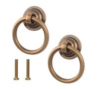 INCREWAY 2 pomelli ad anello per cassetti in ottone massiccio anticato, maniglie in stile antico, maniglie vintage per cassetti e armadi