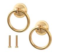INCREWAY 2 pomelli per armadietti in ottone anticato massiccio, pomelli per cassetti ad anello, maniglie in stile antico, maniglie per cassetti in ottone vintage per armadi
