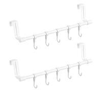 INCREWAY 2 portasciugamani sopra l'armadio, porta asciugamani con ganci, organizer senza installazione per asciugamani da cucina e utensili sulle porte della dispensa del bagno (bianco)