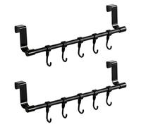 INCREWAY 2 set di porta asciugamani, porta asciugamani sopra l'armadio con ganci, organizer senza installazione per asciugamani da cucina e utensili sulle porte della dispensa del bagno (nero)