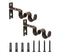 INCREWAY 2 staffe per asta per tende, colore marrone, robuste e regolabili, doppie staffe per aste per tende
