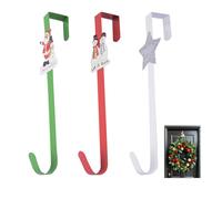 INCREWAY 3 ganci per ghirlande per porta d'ingresso, resistenti sopra la porta, per interni ed esterni, in acciaio, per Natale, vacanze, non graffiano le porte (rosso, verde, bianco)