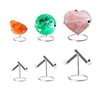 INCREWAY 3 Sizes Silver Metal Crystal Heart Stone Stand for Display Collectibles Crystals, Rocks, Geodes, Heart Stones, Mineral Agate Fossil, Plates