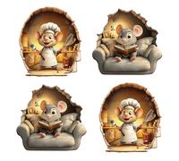 INCREWAY 4 adesivi da parete con buco del topo, effetto 3D, decalcomanie rimovibili per camera dei bambini, aula, casa, libreria, scale, divertenti e dall'aspetto realistico per la decorazione della