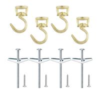 INCREWAY 4 ganci girevoli a soffitto, resistenti, ganci per montaggio a soffitto, con viti hardware e ali a levetta, per appendere piante, lampadari e cesti (oro)