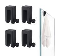 INCREWAY 4 ganci in silicone per porta della doccia, ganci per asciugamani sopra la parete di vetro del bagno, ganci neri per appendere asciugamani, palle da bagno, yukata, chiavi, borse