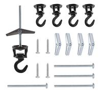 INCREWAY 4 ganci rotanti da soffitto, neri, resistenti, girevoli, ganci per lampadari, per appendere piante e cesti