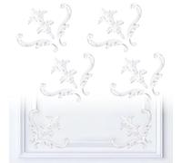 INCREWAY 4 set di modanature classiche da parete ad angolo, in poliuretano bianco, per interni, pareti, soffitti, armadi, pronte da montare, decorazione decorativa con motivo floreale (16 cm)