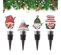 INCREWAY 4 tappi per bottiglie di vino di Natale, decorazioni per cappelli di Natale, in lega, tappi creativi riutilizzabili, decorazioni per le vacanze, elementi essenziali per feste