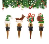 INCREWAY 4 tappi per bottiglie di vino in lega per decorazioni natalizie per vino, tappi creativi riutilizzabili, decorazioni per le vacanze, elementi essenziali per feste