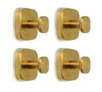 INCREWAY 4PCS Golden Square Suction Cup Hooks, No-Drill Hooks Plastic Waterproof Hanger for Bathroom, Living Room, Kitchen