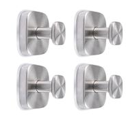 INCREWAY 4PCS Silver Square Suction Cup Hooks, No-Drill Hooks Plastic Waterproof Hanger for Bathroom, Living Room, Kitchen