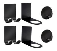 INCREWAY 6 supporti adesivi neri per bagno, 2 supporti per rasoio, 2 supporti per dispenser di sapone e 2 ganci resistenti per riporre la parete della doccia