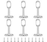 INCREWAY 6PCS argento in lega di zinco ovale armadio asta soffitto supporto medio montaggio estremità flangia sedile per tende barre e vestiti rotaie
