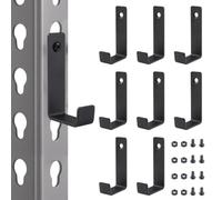 INCREWAY 8 ganci neri a forma di L, in acciaio resistente, per pannelli a griglia metallica, organizer salvaspazio per garage, cucina, officina e espositori al dettaglio