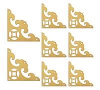 INCREWAY 8 staffe angolari piatte in ottone, decorative in ottone, protezione angolare in metallo, motivo floreale, staffe ad angolo retto per armadi, cassetti, tavoli, scatole di gioielli (55 mm)
