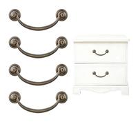 INCREWAY C-C - Set di 4 maniglie per cassetti in ottone anticato, stile vintage, in lega di zinco, per cassettiera, scrivania, vanità, mobili, maniglie per porte a battente, decorazione retrò per la