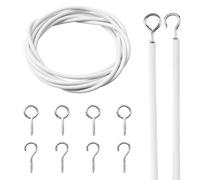 INCREWAY Filo per tende con ganci, 2 * 2 m, bianco, cavo estensibile con 8 ganci e 8 ganci