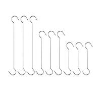 INCREWAY - Ganci a S lunghi in acciaio INOX, 9 ganci a S extra large in 3 diverse dimensioni, multiuso per utensili da cucina, pentole (19,8 cm, 30 cm, 39,9 cm)