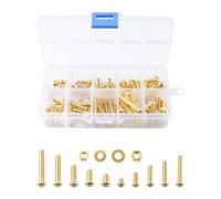 INCREWAY Kit di viti a testa rotonda Phillips M4 M5 con rondella e dadi, kit di viti per macchina, viti a testa svasata Phillips, accessori per viti di riparazione elettroniche (ottone, 10 misure)