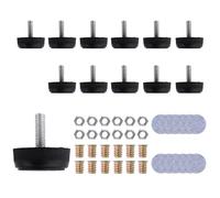 INCREWAY Set di 12 piedini regolabili per livellamento mobili, vite di livellamento filettatura M6 con dado a T per gambe di tavoli, sedie, armadi, girevoli in metallo resistente, per pavimenti