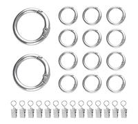 INCREWAY Set di 14 anelli per tende in metallo argentato con fermagli, passanti per drappeggi scorrevoli e clip per aste per tende, set di anelli decorativi per finestre per decorazioni domestiche