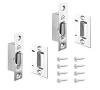 INCREWAY Set di 2 chiusure a rullo silenziose regolabili, per ante di armadietti, con piastra di attacco per porta dell'armadio (argento)