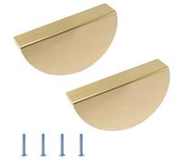 INCREWAY Set di 2 maniglie per cassetti a forma di mezzaluna in lega di alluminio spazzolato, pomelli decorativi per porte a semicerchio per armadi, armadi (oro spazzolato)