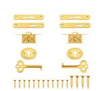 INCREWAY Set di 2 serrature antiche per armadietti, squisite serrature decorative per portagioie con chiavi, in lega di zinco, resistenti, piccole serrature per mobili e armadi (oro)