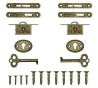 INCREWAY Set di 2 serrature antiche per armadietti, squisite serrature decorative per portagioie con chiavi, in lega di zinco, resistenti, piccole serrature per mobili e armadi (bronzo)