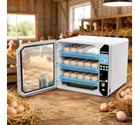 Incubatrice Automatica Per 105 Uova Con Voltaggio Automatico E Rabbocco De-ll'acqua, Controllo Digitale Di Temperatura E Umidità, Sisteme 3-in-1 Per La Schiusa E La Speratura Di Uova Gallina