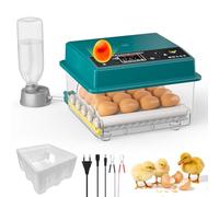 Incubatrice per Uova Automatica, Incubatrice per Uova Automatica 16 Uova con Rotazione Automatica delle Uova e Aggiunta di Acqua, Doppia Alimentazione, Controllo della Temperatura, Spia per Uova