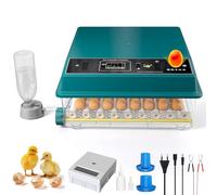 Incubatrice per Uova Automatica, Incubatrice per Uova Automatica 64 Uova con Rotazione Automatica delle Uova e Aggiunta di Acqua, Doppia Alimentazione, Controllo della Temperatura, Spia per Uova