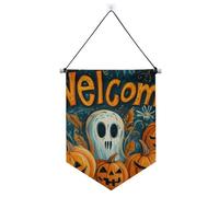 Incubo Halloween Albero Corvi Zucche banner da appendere alla parete con asta telescopica banner bandiere decorazioni da appendere per ufficio, scuola, aula, dormitorio, casa