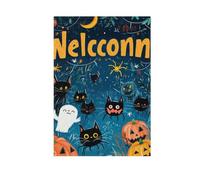 Incubo Halloween Felice Halloween Ragno Gatto bandiere da cortile all'aperto Banner di Pasqua per la decorazione del portico 28x40 doppio lato