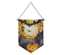Incubo Halloween pipistrello zucca appeso banner con asta telescopica banner da parete decorazioni da appendere per ufficio, scuola, aula, dormitorio, casa