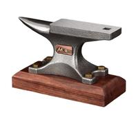 Incudine a punta singola per lavorazione dei metalli e forgiatura, compatta 13 x 5,5 x 8 cm con base in legno, strumento per fabbro per piegatura del metallo e progetti fai da te domestici