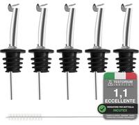 Incutex 5 Beccucci con Coperchio e 1 Spazzola per la Pulizia, Versatore, Dosatore, Tappo Bottiglia per Liquori, Vino, Olio, Aceto