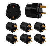 Incutex 6x Adattatore Viaggio EU a UK - Convertitore Spina Schuko 2-Pin a Presa UK 3-Pin BS 1363, Travel Adapter Set per Regno Unito, Irlanda, Dubai, Singapore, Hong Kong, Nero