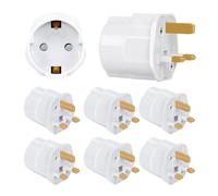 Incutex 6x Adattatore Viaggio EU a UK - Convertitore Spina Schuko 2-Pin a Presa UK 3-Pin BS 1363, Travel Adapter Set per Regno Unito, Irlanda, Dubai, Singapore, Hong Kong, bianco
