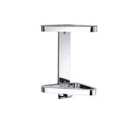 Inda A04320AL02 Colorella Cestino Portaoggetti Doccia Angolare con Due Ripiani in Polimetalcrilato Trasparente, Acciaio Inox, Lucido, 18 x 17 x 31 cm