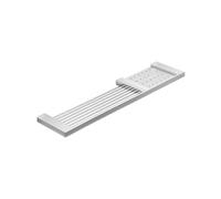 INDA | Cestino Portaoggetti da Doccia Rettangolare con Ripiano Asportabile (52x11x1,70cm) | in Ottone, Facile da Installare, con Viti e Tasselli, Design Minimal - Cromato