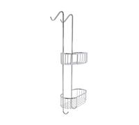 Inda AV0330CR Cestino Portaoggetti Doccia, Mensola Doppia Appendibile, Ottone, Cromato, 26 x 26 x 74 cm