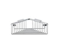 INDA | Cestino Portaoggetti da Doccia Angolare (22x22x9cm) | Serie Hotellerie, in Ottone, Facile da Installare, con Viti e Tasselli, Anticorrosione, Design Lineare - Cromato