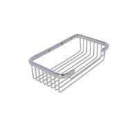 INDA | Cestino Portaoggetti da Doccia Rettangolare Alto (20x13x7cm) | Serie Hotellerie, in Ottone, Facile da Installare, con Viti e Tasselli, Anticorrosione, Design Lineare - Cromato