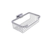 INDA | Cestino Portaoggetti da Doccia Rettangolare Alto (20x14x6cm) | Serie Lea, in Ottone, Facile da Installare, con Viti e Tasselli, Design Puro - Cromato